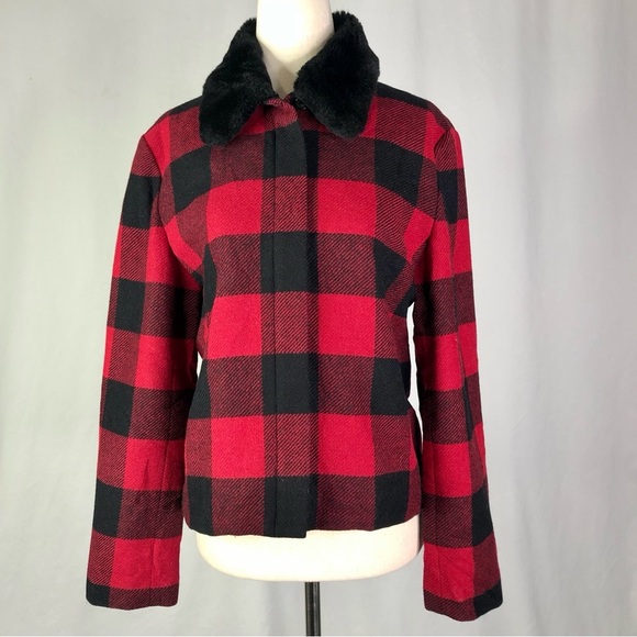 Talbots Jackets & Coats Vintage Talbots Buffalo Plaid Wool Zip Front Jacket Removable Faux